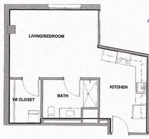 Studio-1 1 bath 520 Sq. Ft. floor plan A at Lakeview 3200 Apartments, Chicago, IL